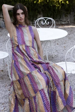 Ruffle Tiered Maxi- Torino Blue