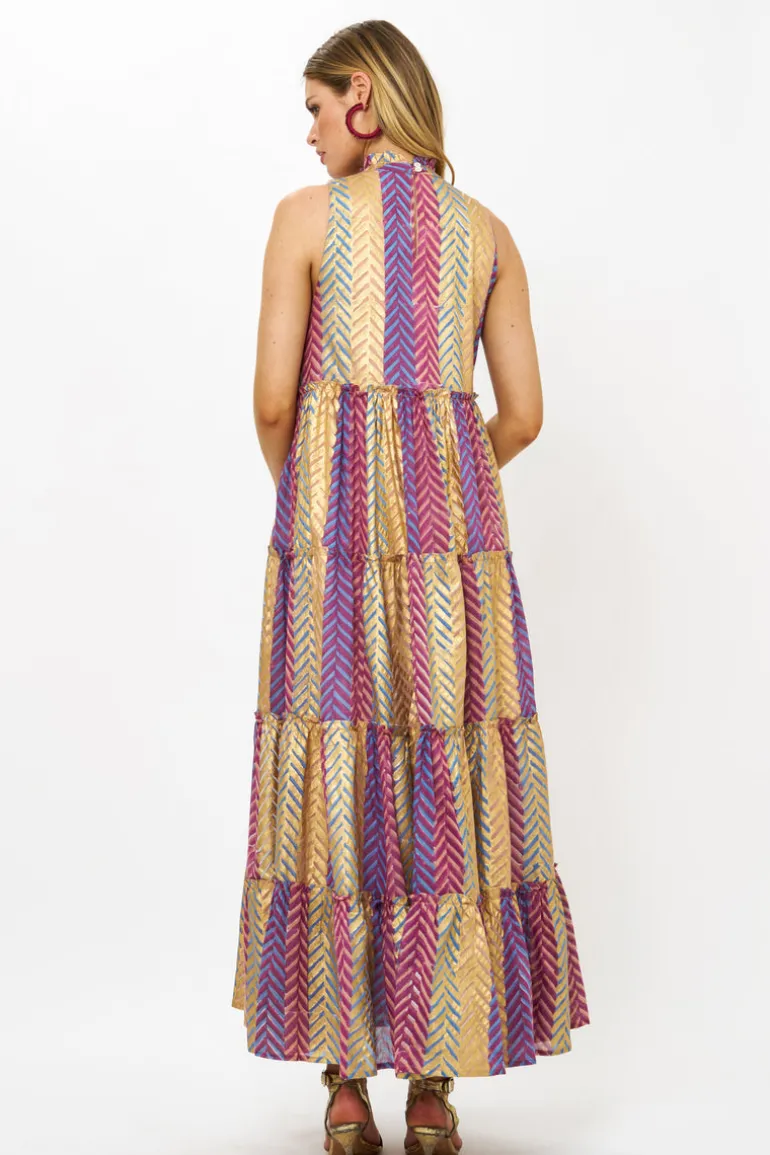 Ruffle Tiered Maxi- Torino Blue