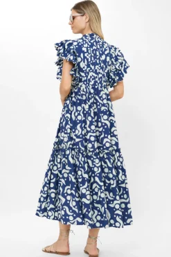 Scallop Pintuck Maxi- Acadia Navy