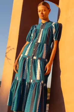 Scoop Tiered Midi- Meko Blue