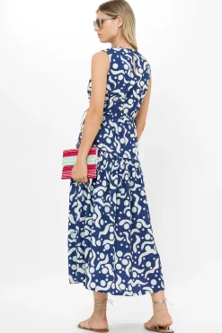 Sleeveless Piped Maxi- Acadia Navy