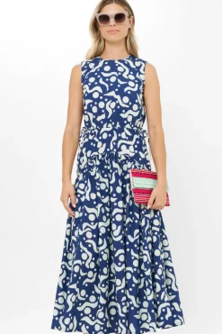Sleeveless Piped Maxi- Acadia Navy