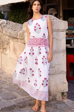 Sleeveless Piped Maxi- Napa Red