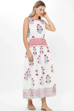 Sleeveless Piped Maxi- Napa Red