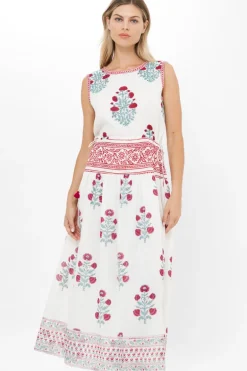 Sleeveless Piped Maxi- Napa Red