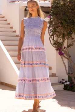 Sleeveless Smocked Maxi- Jungi Peach