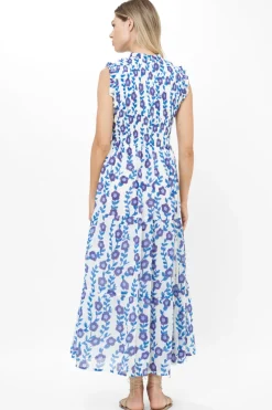 Sleeveless Smocked Maxi- Toscana Blue