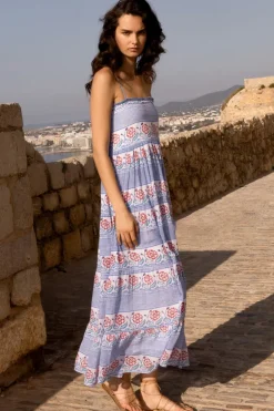 Smocked Back Maxi- Borrego Navy