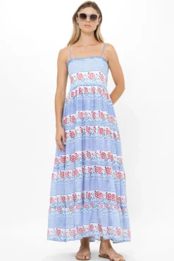 Smocked Back Maxi- Borrego Navy