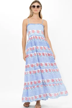 Smocked Back Maxi- Borrego Navy