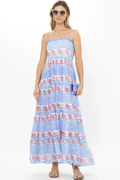 Smocked Back Maxi- Borrego Navy