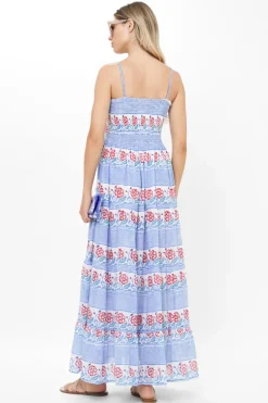 Smocked Back Maxi- Borrego Navy