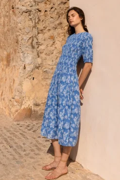 Smocked Drop Waist Maxi- Pretoria Navy