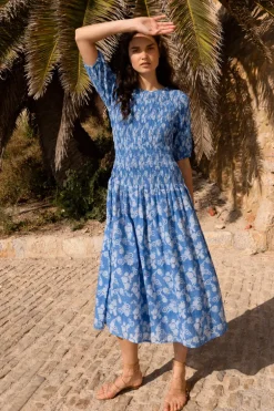 Smocked Drop Waist Maxi- Pretoria Navy