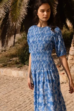 Smocked Drop Waist Maxi- Pretoria Navy