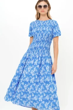 Smocked Drop Waist Maxi- Pretoria Navy