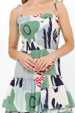 Smocked Tie Strap Midi- Riviera Sage