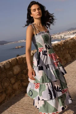 Smocked Tie Strap Midi- Riviera Sage