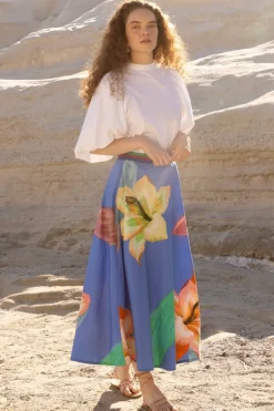 Swing Skirt- Hibiscus Blue