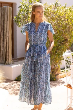 V-Neck Maxi- Goa Blue