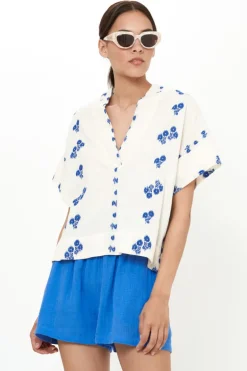 V-Neck Top- Wicklow Blue